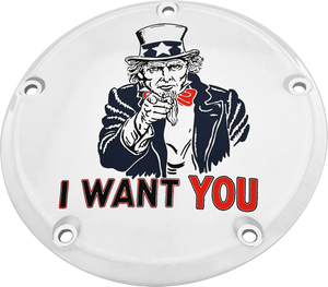 Custom Engraving - 7  M8 Touring Derby Cover Uncle Sam Chrome - PATR10-46