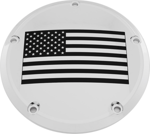 Custom Engraving - 6   M8 Softail Derby Cover American Flag Chrome - PATR21-67