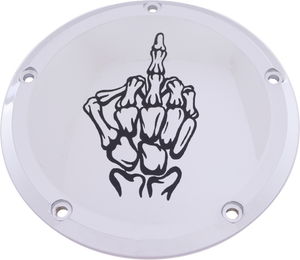 Custom Engraving - 7 Tc Derby Cover Bone Finger Chrome - SKUL24-12 Custom Engraving - 7 Tc Derby Cover Bone Finger Chrome - SKUL24-12