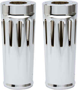 Arlen Ness - Deep Cut Fork Boot Covers - Chrome - +2" - FL - Aluminum Fork Boot Covers  Deep Cut - 20-027
