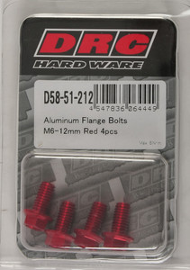 Drc - Aluminum Flange Bolts Red M6x12mm 4/pk - D58-51-212 Drc - Aluminum Flange Bolts Red M6x12mm 4/pk - D58-51-212