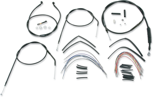 Burly Brand - Control Kit - 16" Ape Hanger Handlebars - Complete Black Vinyl Handlebar Cable/Line Kit for Ape Hanger Handlebars - B30-1001