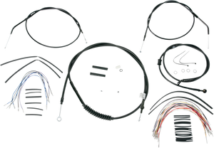 Burly Brand - Control Kit - 12" Ape Hanger Handlebars - Complete Black Vinyl Handlebar Cable/Line Kit for Ape Hanger Handlebars - B30-1008