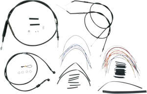 Burly Brand - Control Kit - 16" Ape Hanger Handlebars - Complete Black Vinyl Handlebar Cable/Line Kit for Ape Hanger Handlebars - B30-1005