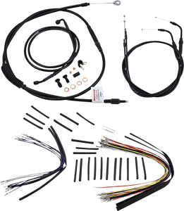 Burly Brand - Control Kit - 14" Ape Hanger Handlebars - Complete Black Vinyl Handlebar Cable/Line Kit for Ape Hanger Handlebars - B30-1010
