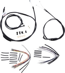 Burly Brand - Control Kit - 18" Ape Hanger Handlebars - Complete Black Vinyl Handlebar Cable/Line Kit for Ape Hanger Handlebars - B30-1019