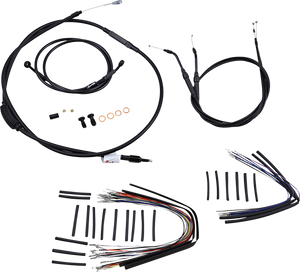 Burly Brand - Control Kit - 12" Ape Hanger Handlebars - Complete Black Vinyl Handlebar Cable/Line Kit for Ape Hanger Handlebars - B30-1039