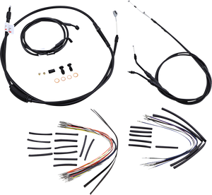 Burly Brand - Control Kit - 16" Ape Hanger Handlebars - Complete Black Vinyl Handlebar Cable/Line Kit for Ape Hanger Handlebars - B30-1038