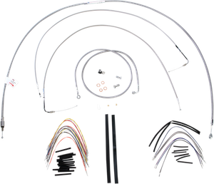 Burly Brand - Handlebar Cable/Brake Line Kit - Complete - 18" Ape Hanger Handlebars - Stainless Steel - Complete Stainless Braided Handlebar Cable/Brake Line Kit - B30-1057