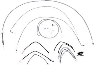 Burly Brand - Handlebar Cable/Brake Line Kit - Complete - 16" Ape Hanger Handlebars - Stainless Steel - Complete Stainless Braided Handlebar Cable/Brake Line Kit - B30-1063