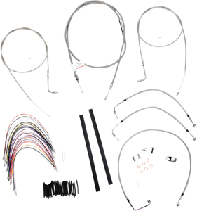 Burly Brand - Handlebar Cable/Brake Line Kit - Complete - 18" Ape Hanger Handlebars - Stainless Steel - Complete Stainless Braided Handlebar Cable/Brake Line Kit - B30-1078