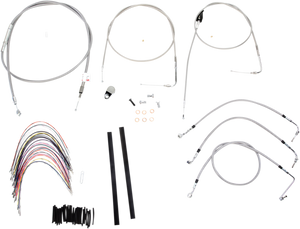 Burly Brand - Handlebar Cable/Brake Line Kit - Complete - 18" Ape Hanger Handlebars - Stainless Steel - Complete Stainless Braided Handlebar Cable/Brake Line Kit - B30-1084