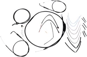 Burly Brand - Control Kit - 14" Ape Hanger Handlebars - Complete Black Vinyl Handlebar Cable/Line Kit for Ape Hanger Handlebars - B30-1070