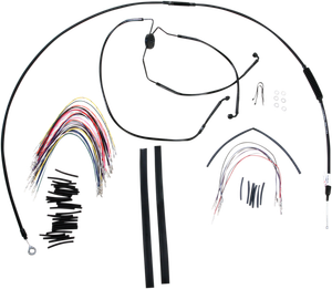 Burly Brand - Control Kit - 15" Ape Hanger Handlebars - Complete Black Vinyl Handlebar Cable/Line Kit for Ape Hanger Handlebars - B30-1101