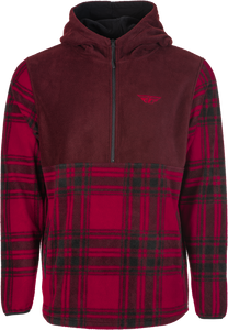 Fly Racing - Fly Half Zip Pullover Hoodie Red Plaid 2x - 354-00222X