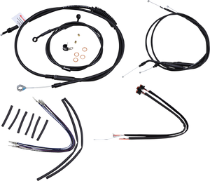 Burly Brand - Control Kit - 12" Ape Hanger Handlebars - Complete Black Vinyl Handlebar Cable/Line Kit for Ape Hanger Handlebars - B30-1106