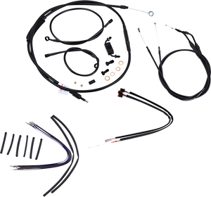 Burly Brand - Control Kit - 12" Ape Hanger Handlebars - ABS - Complete Black Vinyl Handlebar Cable/Line Kit for Ape Hanger Handlebars - B30-1121