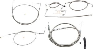 La Choppers - Handlebar Cable/Brake Line Kit  - 18" - 20" Ape Hanger Handlebars - Stainless Steel - Standard Stainless Braided Handlebar Cable/Brake Line Kit - LA-8151KT-19