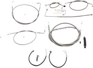 La Choppers - Handlebar Cable/Brake Line Kit - Complete - 12" - 14" Ape Hanger Handlebars - Stainless - Complete Stainless Braided Handlebar Cable/Brake Line Kit  Cable Kit - LA-8151KT2A-13