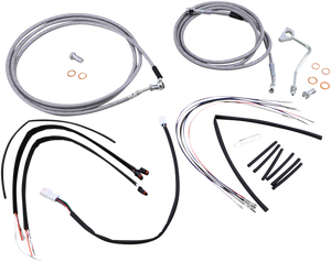 Burly Brand - Handlebar Cable/Brake Line Kit - Complete - 14" Ape Hanger Handlebars - Stainless Steel - Complete Stainless Braided Handlebar Cable/Brake Line Kit - B30-1161