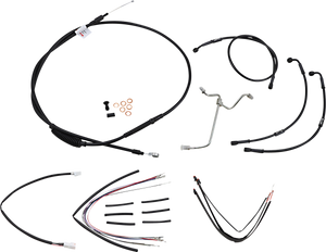 Burly Brand - Control Kit - 16" Ape Hanger Handlebars - Complete Black Vinyl Handlebar Cable/Line Kit for Ape Hanger Handlebars - B30-1171