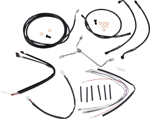 Burly Brand - Control Kit - 16" Ape Hanger Handlebars - Complete Black Vinyl Handlebar Cable/Line Kit for Ape Hanger Handlebars - B30-1174