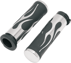 Drag Specialties - Grips - Flamed - Chrome - Flamed Grips - 17-0571DB