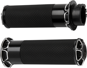 Arlen Ness - Grips - Beveled - TBW - Black - Fusion Beveled Grips - 07-329