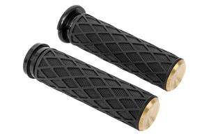 Arlen Ness - Grips - Diamond - Cable - Brass - Diamond Grips - 500-006