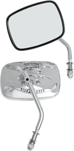 Drag Specialties - Live to Ride Mirrors - Chrome - Pair - Live To Ride Custom Mirrors  Rectangle - M60-0007C