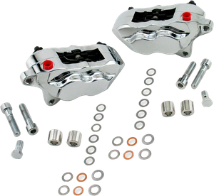 Hawg Halters Inc - 4 Pist Front Dual Caliper Kit Chrome 00-up W/ 11.5" Rotor - FKDDCC551
