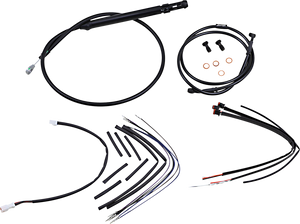 Burly Brand - Control Kit - 12" Ape Hanger Handlebars - Complete Black Vinyl Handlebar Cable/Line Kit for Ape Hanger Handlebars - B30-1259