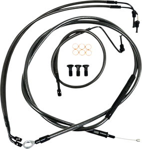 La Choppers - Handlebar Cable/Brake Line Kit - 15" - 17" Ape Hanger Handlebars - Midnight - Standard Midnight Braided Handlebar Cable/Brake Line Kit  Ape Hanger - LA-8154KT-16M