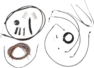 La Choppers - Cable Kit - 15" - 17" Ape Hanger Handlebars - Midnight - Complete Midnight Braided Handlebar Cable/Brake Line Kit  Ape Hanger - LA-8154KT2-16M