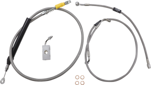 La Choppers - Handlebar Cable/Brake Line Kit  - 15" - 17" Ape Hanger Handlebars - Stainless Steel - Standard Stainless Braided Handlebar Cable/Brake Line Kit - LA-8155KT-16