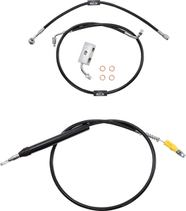 La Choppers - Handlebar Cable/Brake Line Kit - 15" - 17" Ape Hanger Handlebars - Black Vinyl - Standard Black Vinyl Braided Handlebar Cable/Brake Line Kit  Ape Hanger - LA-8155KT-16B