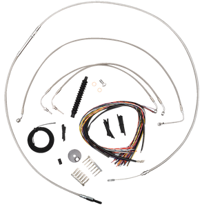 La Choppers - Handlebar Cable/Brake Line Kit - Quick Connect - Complete - 12" - 14" Ape Hangers - Stainless - Complete Stainless Braided Handlebar Cable/Brake Line Kit  Cable Kit - LA-8155KT2-13