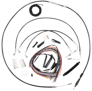 La Choppers - Handlebar Cable/Brake Line Kit - Quick Connect - Complete - 12" - 14" Ape Hanger Handlebars - Black - Complete Black Vinyl Braided Handlebar Cable/Brake Line Kit - LA-8155KT2-13B