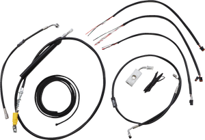 La Choppers - Handlebar Cable/Brake Line Kit - Quick Connect - Complete - 18" - 20" Ape Hanger Handlebars - Black - Complete Black Vinyl Braided Handlebar Cable/Brake Line Kit - LA-8155KT2-19B