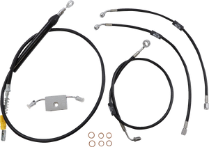 La Choppers - Handlebar Cable/Brake Line Kit - Quick Connect - 15" - 17" Ape Hanger Handlebars - Black Vinyl - Standard Black Vinyl Braided Handlebar Cable/Brake Line Kit  Ape Hanger - LA-8157KT-16B