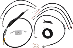 La Choppers - Handlebar Cable/Brake Line Kit - Quick Connect - Complete - 12" - 14" Ape Hanger Handlebars - Black - Complete Black Vinyl Braided Handlebar Cable/Brake Line Kit - LA-8157KT2-13B