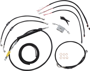La Choppers - Handlebar Cable/Brake Line Kit - Quick Connect - Complete - 15" - 17" Ape Hanger Handlebars - Black - Complete Black Vinyl Braided Handlebar Cable/Brake Line Kit - LA-8157KT2-16B