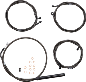 La Choppers - Handlebar Cable/Brake Line Kit - 12" - 14" Ape Hanger Handlebars - Midnight - Standard Midnight Braided Handlebar Cable/Brake Line Kit  Ape Hanger - LA-8056KT-13M