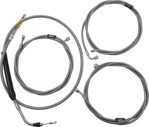 La Choppers - Handlebar Cable/Brake Line Kit  - 15" - 17" Ape Hanger Handlebars - Stainless Steel - Standard Stainless Braided Handlebar Cable/Brake Line Kit - LA-8056KT-16