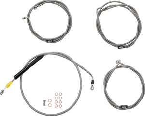 La Choppers - Handlebar Cable/Brake Line Kit  - 18" - 20" Ape Hanger Handlebars - Stainless Steel - Standard Stainless Braided Handlebar Cable/Brake Line Kit - LA-8056KT-19