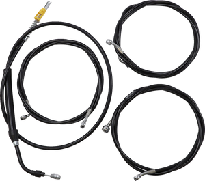 La Choppers - Handlebar Cable/Brake Line Kit - Complete - 12" - 14" Ape Hanger Handlebars - Black Vinyl - Complete Black Vinyl Braided Handlebar Cable/Brake Line Kit - LA-8056KT2-13B