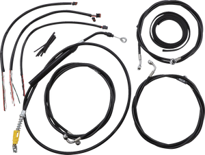 La Choppers - Handlebar Cable/Brake Line Kit - Complete - 15" - 17" Ape Hanger Handlebars - Black Vinyl - Complete Black Vinyl Braided Handlebar Cable/Brake Line Kit - LA-8056KT2-16B