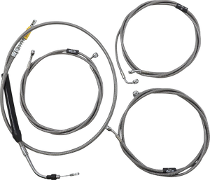 La Choppers - Handlebar Cable/Brake Line Kit  - 18" - 20" Ape Hanger Handlebars - Stainless Steel - Standard Stainless Braided Handlebar Cable/Brake Line Kit - LA-8058KT-19