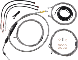 La Choppers - Handlebar Cable/Brake Line Kit - Complete - 18" - 20" Ape Hanger Handlebars - Stainless - Complete Stainless Braided Handlebar Cable/Brake Line Kit  Cable Kit - LA-8058KT2-19