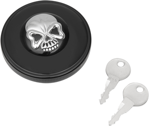 Drag Specialties - Gas Cap - Non-Vented Skull Locking - Black - Screw-In Locking Skull Gas Cap - 03-0320ABS-B